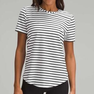 Lululemon T-Shirt Short Sleeve White Black Stripe Love Crewneck EST. 8 / Medium